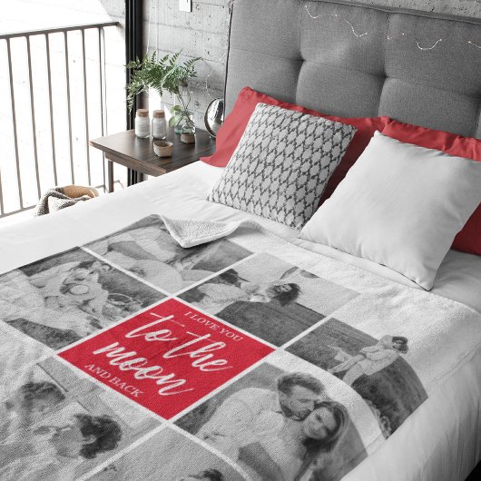 Moderne Collage Couple Photo & To the Moon Quote Sherpa Deken