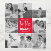 Moderne Collage Couple Photo & To the Moon Quote Wijn Etiket (Enkel label)