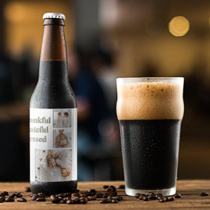 Moderne collage Drie Foto Happy Thanksgiving Be Bier Etiket