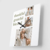 Moderne collage Drie Foto | Happy Thanksgiving Sq Vierkante Klok (Hoek)