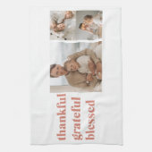 Moderne collage Drie Foto | Happy Thanksgiving Theedoek (Verticaal)