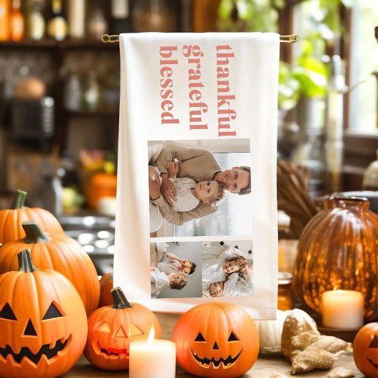 Moderne collage Drie Foto | Happy Thanksgiving Theedoek