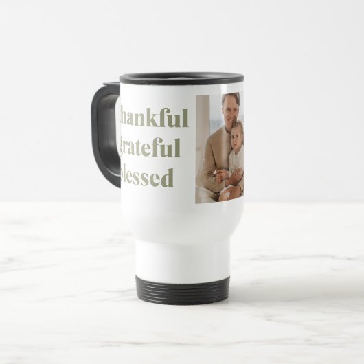 Moderne collage Drie Foto | Happy Thanksgiving Tr Reisbeker (Voorkant links)