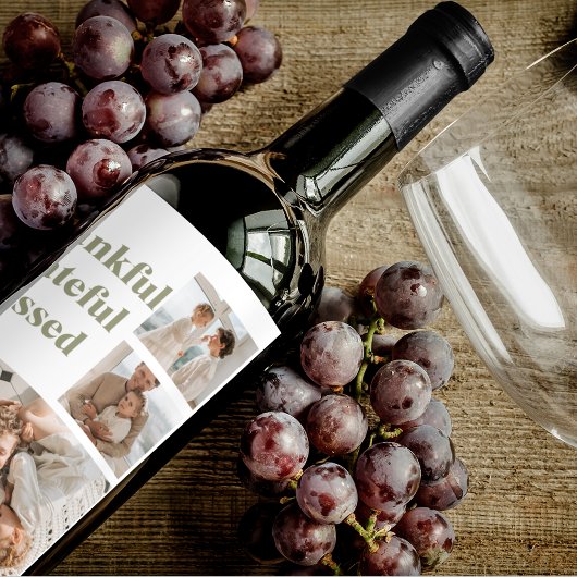 Moderne collage Drie Foto | Happy Thanksgiving Wi Wijn Etiket