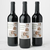 Moderne collage Drie Foto | Happy Thanksgiving Wi Wijn Etiket (Flessen)