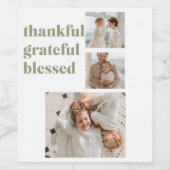 Moderne collage Drie Foto | Happy Thanksgiving Wi Wijn Etiket (Enkel label)