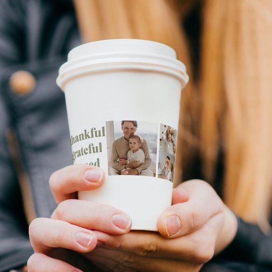 Moderne Collage Drie foto Thanksgiving Papieren Bekers