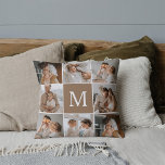 Moderne collage familie foto met Initiaal Kussen<br><div class="desc">Moderne collage familie foto met Initiaal</div>