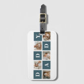 Moderne Collage Fathers Foto's en groene papaaien Bagagelabel (Voorkant (verticaal))