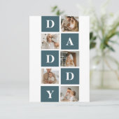 Moderne Collage Fathers Foto's en groene papaaien Bedankkaart (Staand voorkant)