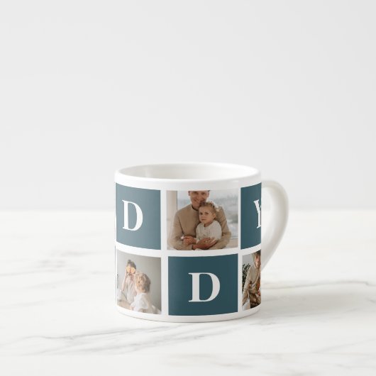 Moderne Collage Fathers Foto's en groene papaaien Espresso Kop (Voorkant rechts)