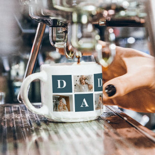 Moderne Collage Fathers Foto's en groene papaaien Espresso Kop