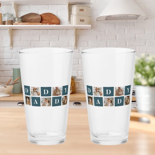 Moderne Collage Fathers Foto's en groene papaaien Glas