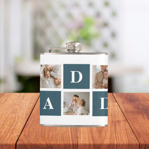 Moderne Collage Fathers Foto's en groene papaaien Heupfles