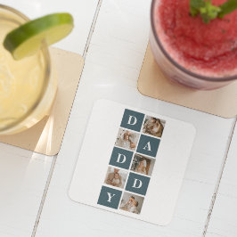 Moderne Collage Fathers Foto's en groene papaaien Kartonnen Onderzetters