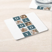 Moderne Collage Fathers Foto's en groene papaaien Kartonnen Onderzetters (Schuin)