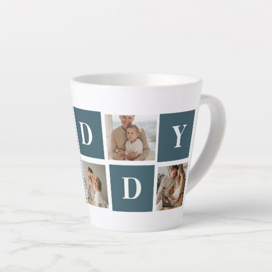 Moderne Collage Fathers Foto's en groene papaaien Latte Mok (Rechterhoek)