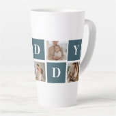 Moderne Collage Fathers Foto's en groene papaaien Latte Mok (Rechterhoek)