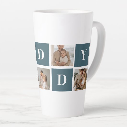 Moderne Collage Fathers Foto's en groene papaaien Latte Mok (Rechterhoek)