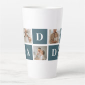 Moderne Collage Fathers Foto's en groene papaaien Latte Mok (Voorkant)