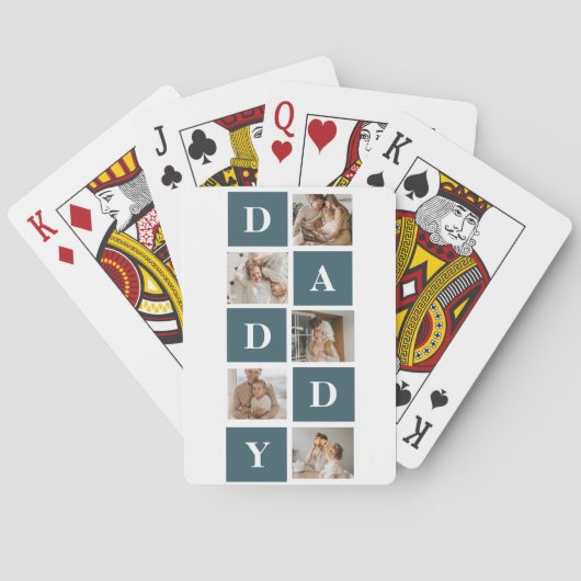 Moderne Collage Fathers Foto's en groene papaaien Pokerkaarten (Achterkant)