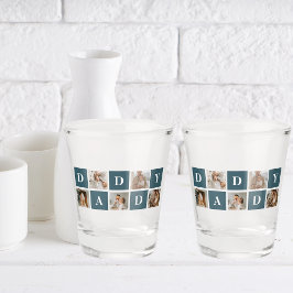 Moderne Collage Fathers Foto's en groene papaaien Shot Glas