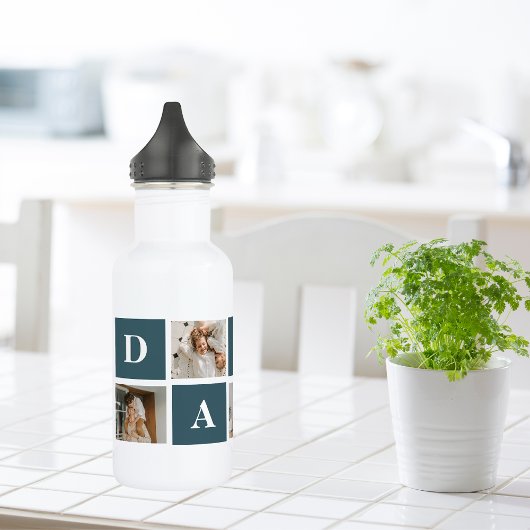 Moderne Collage Fathers Foto's en groene papaaien Waterfles