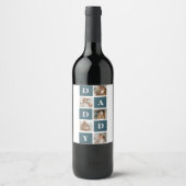 Moderne Collage Fathers Foto's en groene papaaien Wijn Etiket (Voorkant)