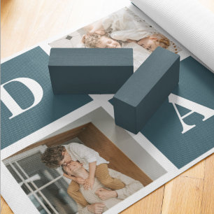 Moderne Collage Fathers Foto's en groene papaaien Yogamat