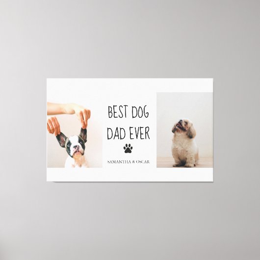Moderne collage Foto Best Dad Dog Ever Canvas Afdruk (Voorkant)
