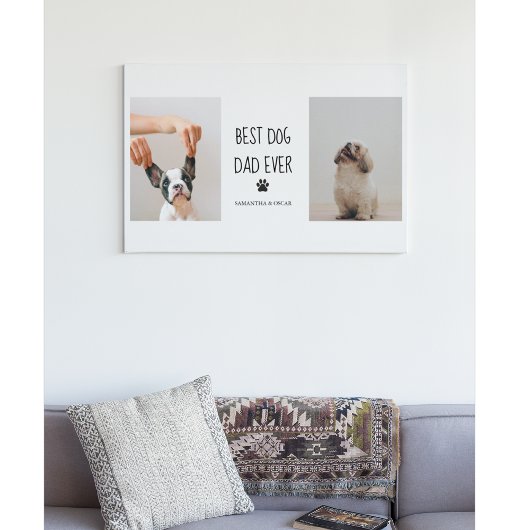 Moderne collage Foto Best Dad Dog Ever Canvas Afdruk
