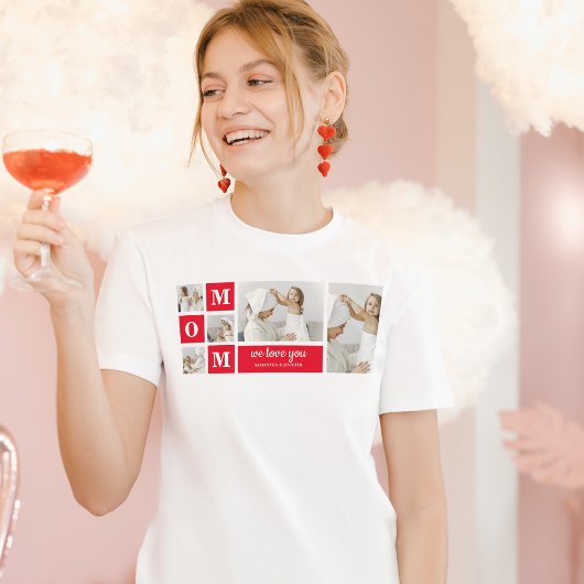 Moderne collage Foto Best mam Ever Red Gifts T-shirt