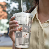 Moderne collage Foto Best mam Pink & Gray Gift Acryl Drinkbeker