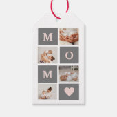 Moderne collage Foto Best mam Pink & Gray Gift Cadeaulabel (Voorkant)