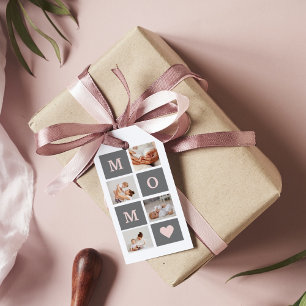 Moderne collage Foto Best mam Pink & Gray Gift Cadeaulabel