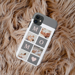 Moderne collage Foto Best mam Pink & Gray Gift Case-Mate iPhone Case
