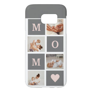 Moderne collage Foto Best mam Pink & Gray Gift Samsung Galaxy S7 Hoesje