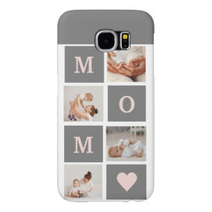 Moderne collage Foto Best mam Pink & Gray Gift Samsung Galaxy S6 Hoesje