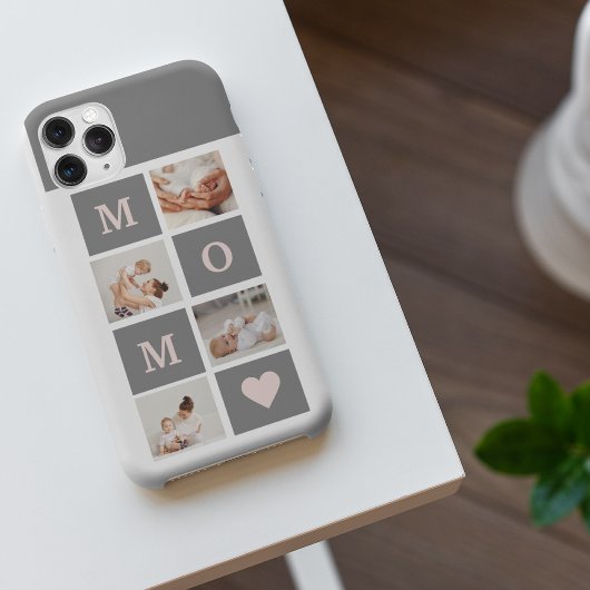 Moderne collage Foto Best mam Pink & Gray Gift iPhone Hoesje