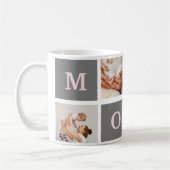 Moderne collage Foto Best mam Pink & Gray Gift Koffiemok (Links)