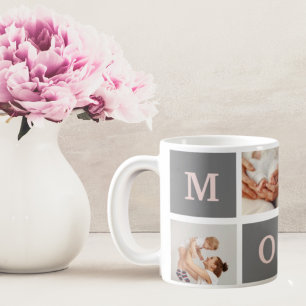 Moderne collage Foto Best mam Pink & Gray Gift Koffiemok