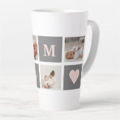 Moderne collage Foto Best mam Pink & Gray Gift Latte Mok (Rechterhoek)