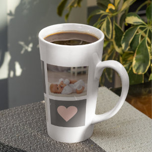 Moderne collage Foto Best mam Pink & Gray Gift Latte Mok
