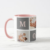 Moderne collage Foto Best mam Pink & Gray Gift Mok (Links)