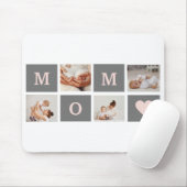 Moderne collage Foto Best mam Pink & Gray Gift Muismat (Met muis)
