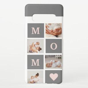 Moderne collage Foto Best mam Pink & Gray Gift Samsung Galaxy S10+ Hoesje