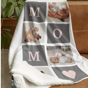 Moderne collage Foto Best mam Pink & Gray Gift Sherpa Deken