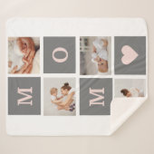 Moderne collage Foto Best mam Pink & Gray Gift Sherpa Deken (Voorkant (horizontaal))