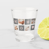 Moderne collage Foto Best mam Pink & Gray Gift Shot Glas (Voorkant)