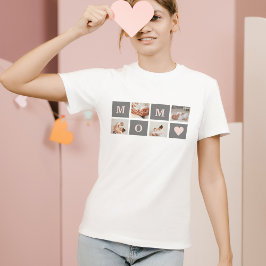 Moderne collage Foto Best mam Pink & Gray Gift T-shirt